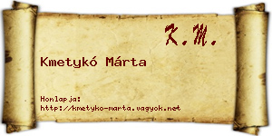 Kmetykó Márta névjegykártya